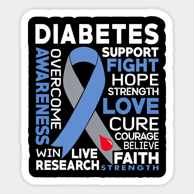 Fight Hope Love Cure Diabetes Awareness Riboon Sticker by thuylinh8